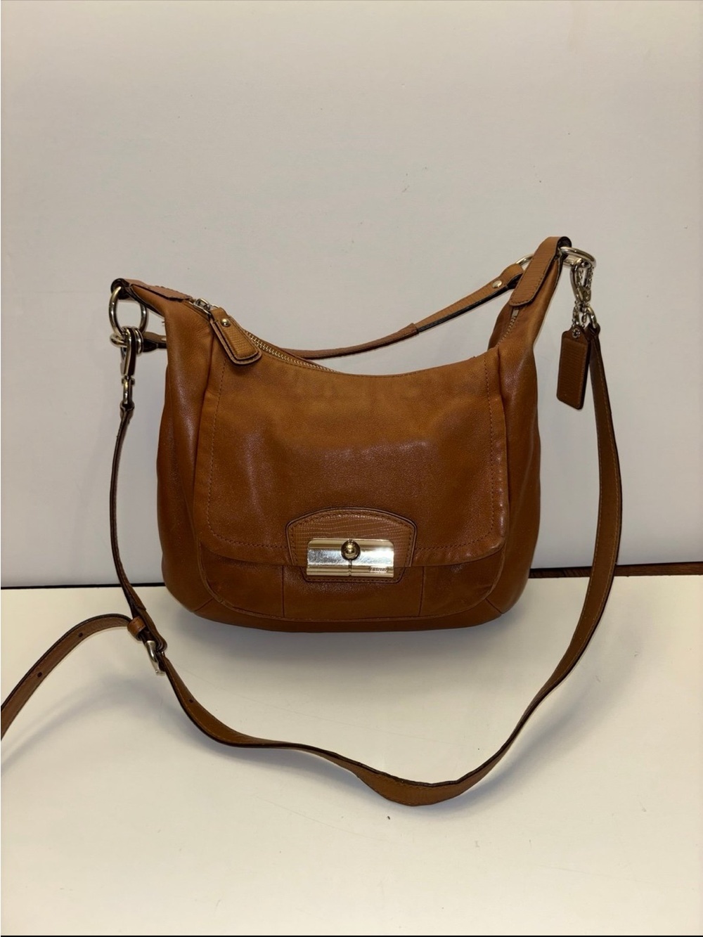 brown leather Coach Kristin Hobo shoulder bag